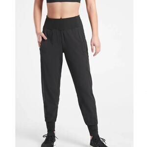 Athleta Venice Jogger Pants Women's Small Black Stretch Ribbed High Rise Pull-On